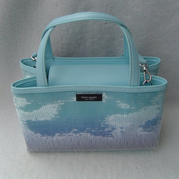NEW AUTHENTIC KATE SPADE SAM ICON BLUE OMBRE SEQUIN SMALL TOTE #KC238 - Picture 1 of 13